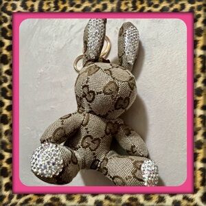 👑✅PRICE FIRM✅ Cute Monogram Bunny Rabbit Keychain Charm with Bling details. NWOT